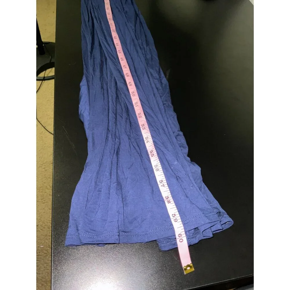 Lulus Wrapped Up In Style Navy Wrap Maxi Dress Long Sleeve Slit Size Large - Picture 11 of 15